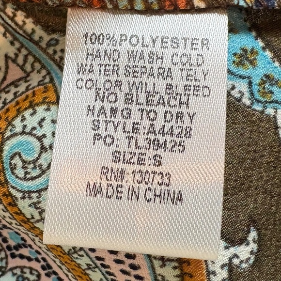 Umgee Multicolor Paisley Brown/Orange/Blue Boho Kimono Wide Ruffle Sleeves - Picture 9 of 9